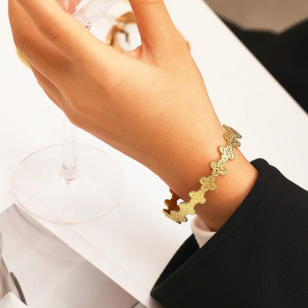 Adornia Textured Clover Cuff Bracelet